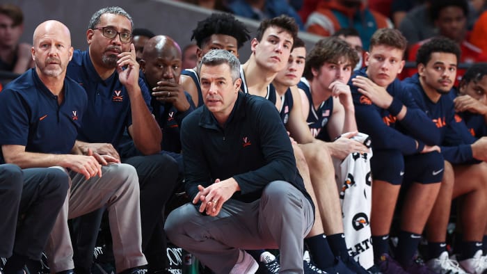 Virginia coach Tony Bennett looks on vs. Houston